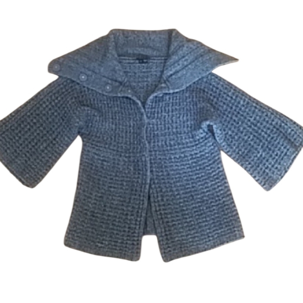 Theory Chunky Gray Knit Sweater Cardigan Cashmere Wool Blend